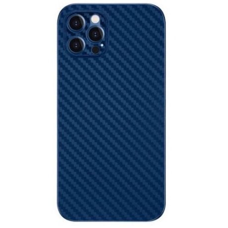 Силиконовый чехол для iPhone 11, TPU, карбон синего цвета с защитой камеры