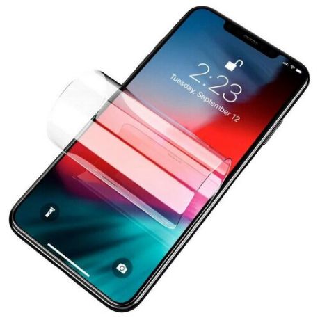 Гидрогелевая глянцевая ультрапрозрачная защитная плёнка "премиум" (2 шт на весь экран для Xiaomi Mi 10 Lite