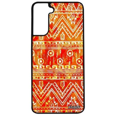 Красивый чехол для мобильного // Galaxy S21 // "Ацтекские мотивы" Индейский Геометрический, Utaupia, оранжевый