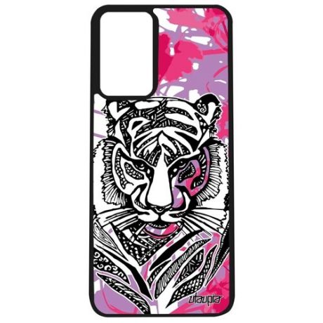 Красивый чехол для смартфона // Galaxy A32 // "Тигр" Зверь Тайга, Utaupia, розовый