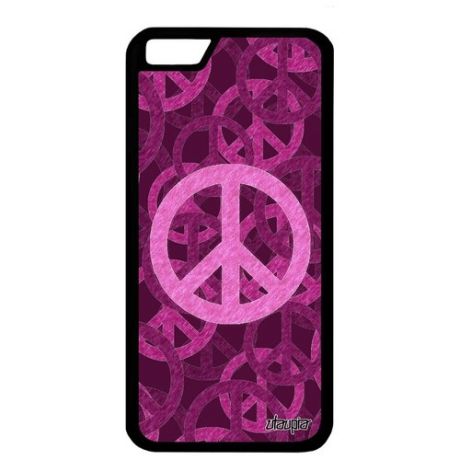 Противоударный чехол на мобильный // Apple iPhone 6 // "Peace and Love" Стрит-арт Пацифизм, Utaupia, фиолетовый