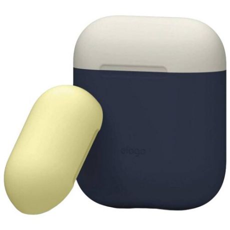Чехол Elago для AirPods Silicone DUO Yellow с крышками White и Pastel Blue