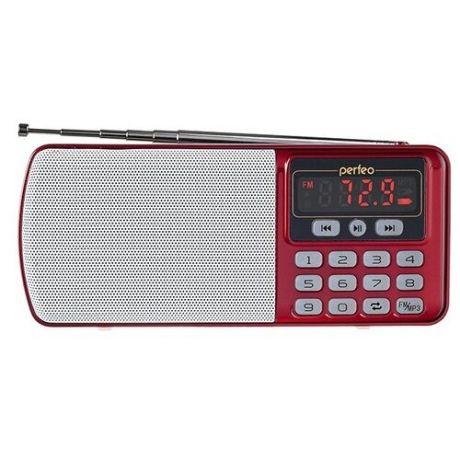 Радиоприемник цифровой PERFEO егерь, FM+ 70-108МГц/ MP3/ питание USB или BL5C/ красный