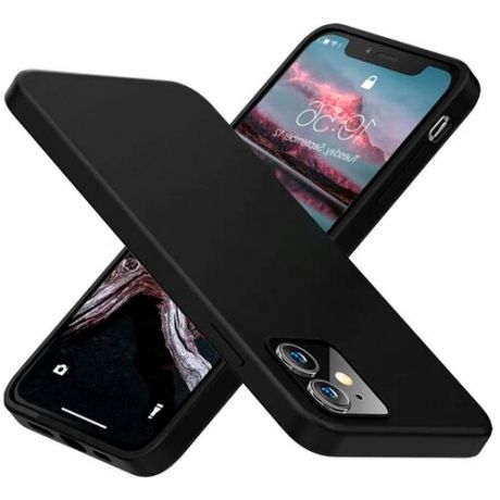 Матовый силиконовый чехол для телефона Apple iPhone 12 mini / Силиконовый гибкий чехол накладка для смартфона Эпл Айфон 12 мини (Черный)
