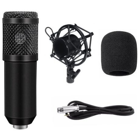 Конденсаторный микрофон BM-800, металлический держатель паук, ветрозащита, черно-золотой