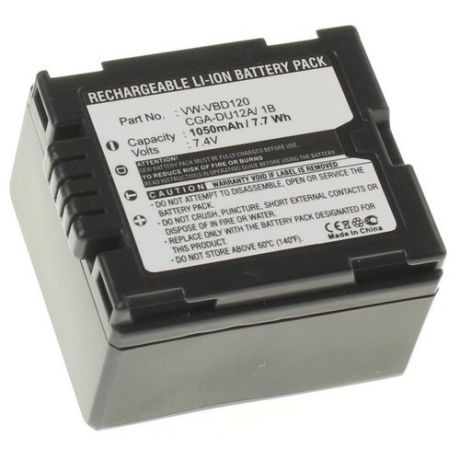 Аккумуляторная батарея iBatt 1050mAh для Panasonic CGA-DU06, CGR-DU21, VW-VBD070, CGR-DU07, CGR-DU14, CGR-DU12, CGR-DU31, DZ-BP14S