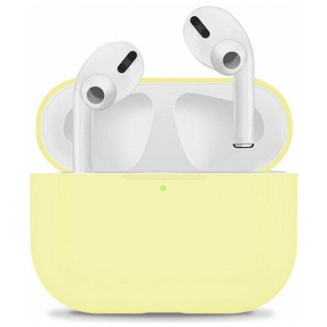 Ультратонкий чехол для Apple AirPods Pro / Силиконовый кейс для Эпл Аирподс Про / Матовый чехол из гибкого силикона (Yellow)