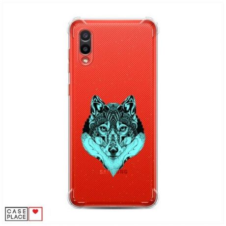 Чехол силиконовый Противоударный Samsung Galaxy A02 Бирюзовый волк