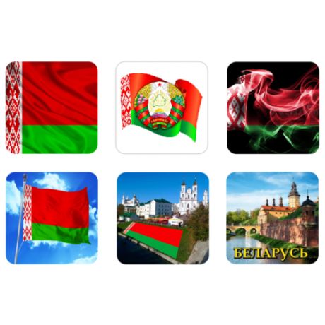 3D cтикеры / 3Д наклейки на телефон, флаг, герб Республики Беларусь. Набор 6шт. Размер 1 шт 3х3 см. Яркие.
