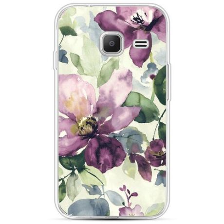 Силиконовый чехол Сиреневые цветы-акварель на Samsung Galaxy J1 mini 2016 / Самсунг Галакси Джей 1 Мини 2016