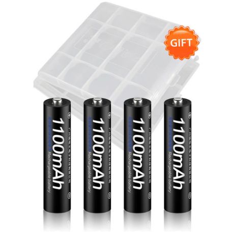 Аккумуляторные батарейки типа ААА Palo 1100 mAh, 1,2 V 4 шт ( Мизинчиковые ) Ni-MH + Кейс