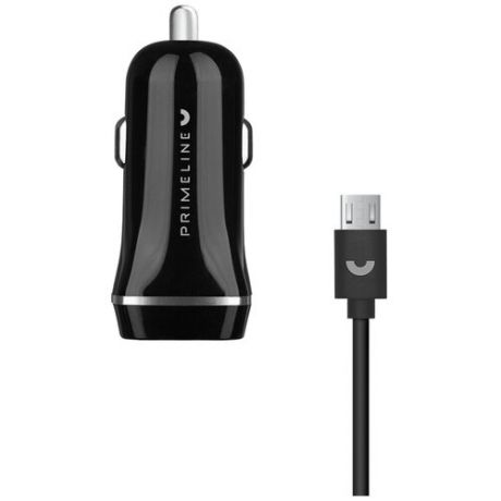 Зарядное устройство автомобильное Prime Line 1A кабель micro USB черное (2222)