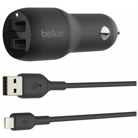 Зарядное устройство Belkin 2xUSB-A 24W + кабель USB-A-LTG 1m Black CCD001bt1MBK
