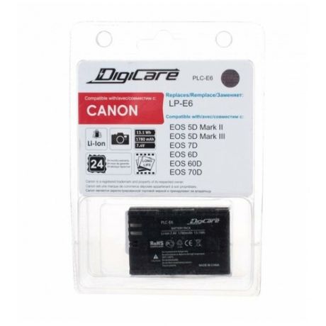 Аккумулятор для фотоаппарата DIGICARE PLC-E6 / LP-E6 / для EOS 6D, 60D, 7D, 70D, 5D mark II/III