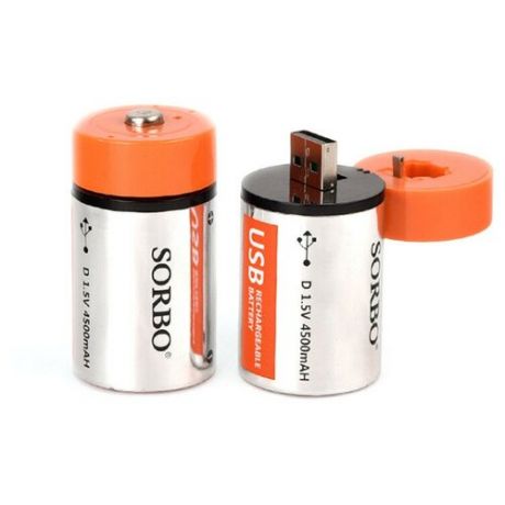 Аккумулятор D - Sorbo 4500mAh 1.5V с USB портом (2шт) SOA-03C