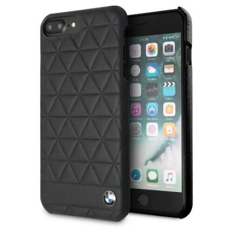 Кожаный чехол-накладка для iPhone 7 Plus/8 Plus BMW Signature Embossed hexagon Hard Leather, черный (BMHCI8LHEXBK)