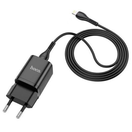 Зарядное устройство Hoco N19 1xUSB 3.0A PD 25W + QC3.0 + кабель Lightning Black