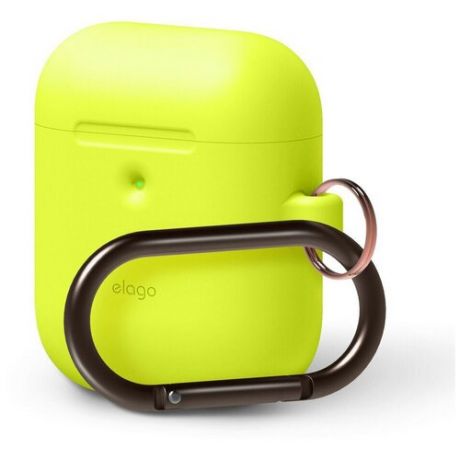 Силиконовый чехол для для AirPods 2 wireless Elago Silicone Hang case, желтый/neon yellow (EAP2SC-HANG-NYE)