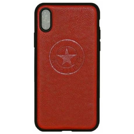 Чехол Star комбинированный (силикон+кожа) для Apple iPhone X/Xs красный