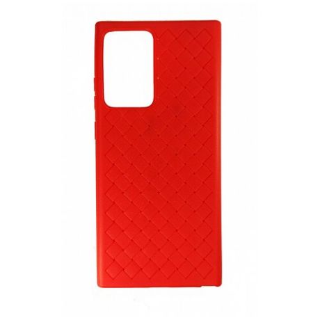 Силиконовый чехол для Samsung Note 20 Plus (под кожу, плетение, красный)