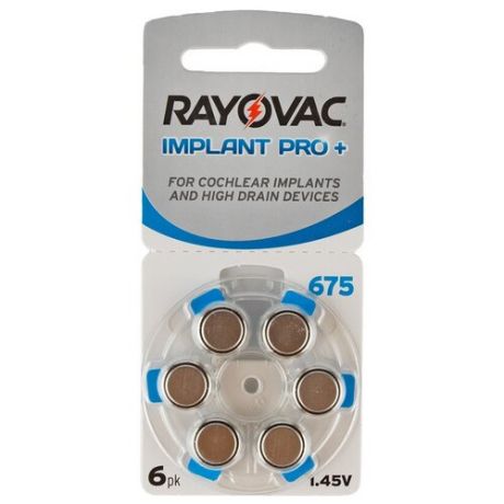 Батарейка RAYOVAC Implant Pro + ZA675, 6 шт., 3 уп.