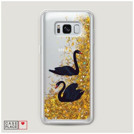 Чехол Жидкий с блестками Samsung Galaxy S8 Plus Black swan