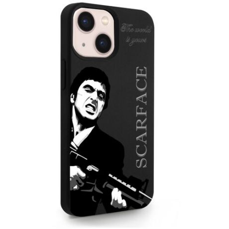 Черный силиконовый чехол MustHaveCase для iPhone 13 Mini Scarface Tony Montana/ Лицо со шрамом для Айфон 13 Мини Противоударный