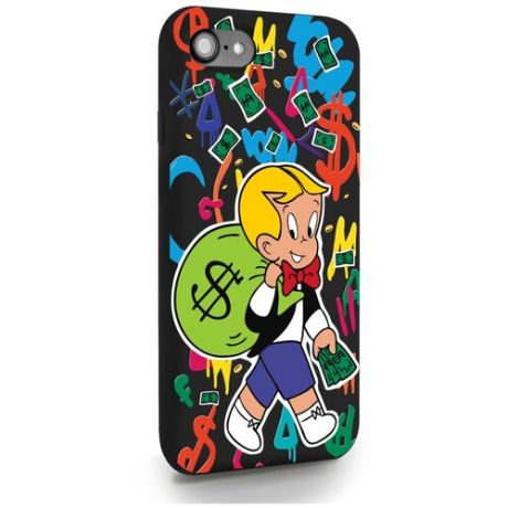 Черный силиконовый чехол MustHaveCase для iPhone 7/8/SE2020 Monopoly Richie Rich/Монополи Богатенький Риччи для Айфон 7/8/СЕ2020 Противоударный