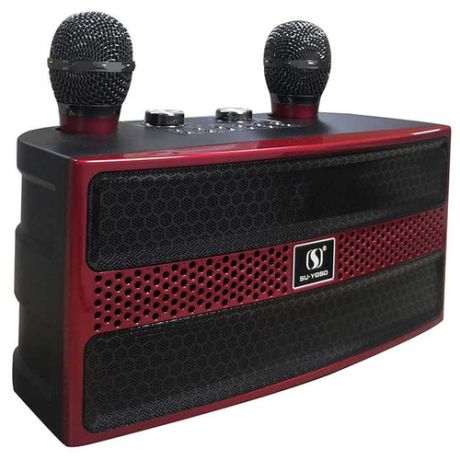 SU-YOSD YS-202 bluetooth колонка-караоке с беспроводными микрофонами (Красный)