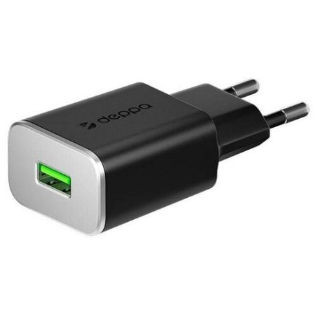 Зарядное устройство сетевое Deppa, USB, 2A, (Quick charge 3.0) Черное (11384)