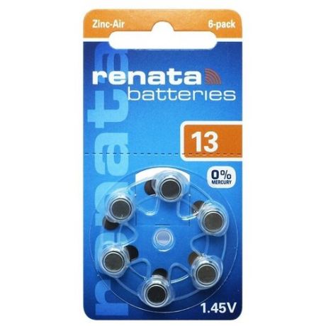 Батарейки Renata ZA13 (6 штук)