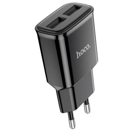 Сетевое зарядное устройство c 2 USB+кабель Lightning HOCO C88A, белое max 2.4A