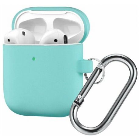 Cиликоновый чехол для наушников Airpods 2 с металлическим кольцом против потери чехол для беспроводных наушников Blutooth для Airpods / серо- голубой, пасмурное небо