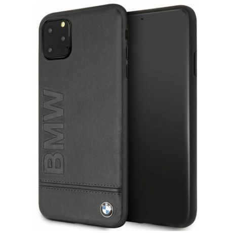 Чехол BMW для телефона iPhone 11 Pro Max | логотип монограмма кожа черный