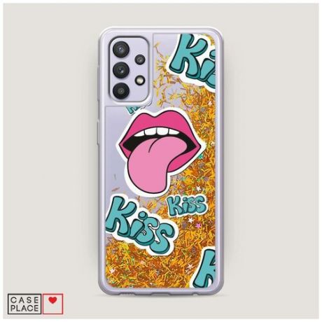 Чехол Жидкий с блестками Samsung Galaxy A32 Kiss язык 2