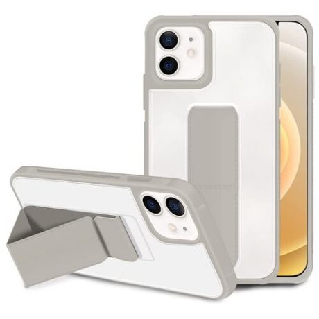 Чехол на Айфон 11 Подставка + бонус 12D, Защитное стекло на iphone 11, чехол на iphone 11 магнит держатель в авто. цвет Серый