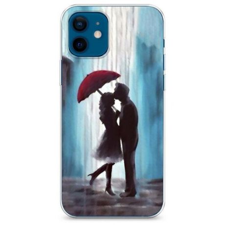 Силиконовый чехол "Влюбленная пара под зонтом" на Apple iPhone 12 mini / Айфон 12 Мини