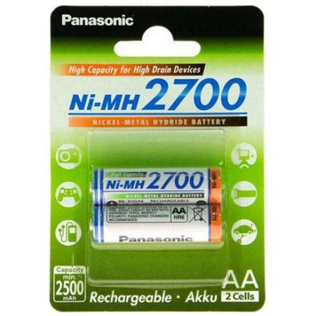 Аккумулятор Panasonic AA 2700mAh (BK-3HGAE/2BE), 2шт.