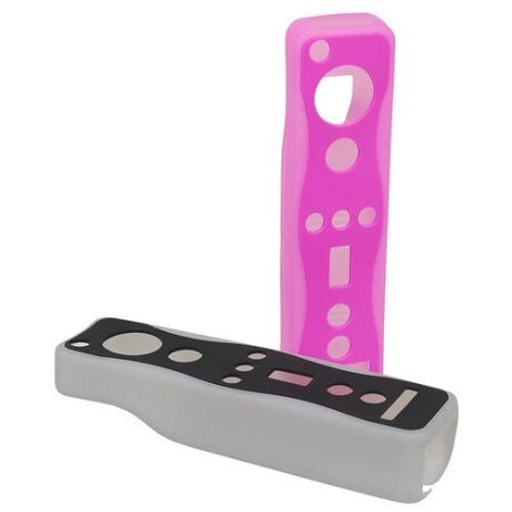 Набор из 2-х силиконовых чехлов для Wii Remote (черный/розовый) (Nintendo Wii)
