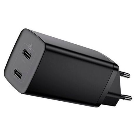 Сетевая зарядка Baseus GaN2 Lite Quick Charger C+C (USB Type-C x2) 65W (CCGAN2L-E01) Black (Черный)