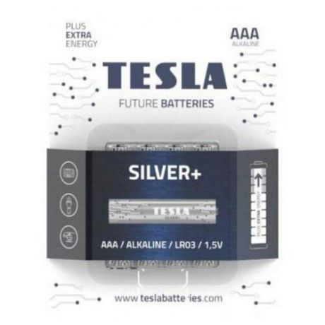Батарейки Tesla SILVER AAA+4ks Alkaline AAA (LR03, микропальчиковая, блистер) блистер /4