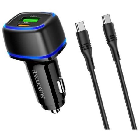 Зарядное устройство Borofone BZ14A Mercury USB QC3.0 + USB-C PD 20W + кабель Type-C Black 6931474740045