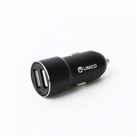 Зарядное устройство Unico 2xUSB 2.4A + кабель Lightning Black CCS8PINUNC