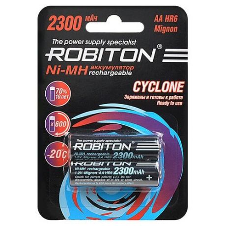 Robiton Аккумулятор Robiton Ni-MH AA 2300mAh BL2 CYCLONE, 2шт (RTU2300MHAA)
