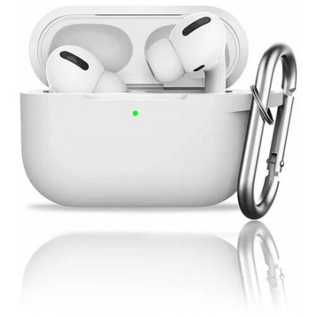 Чехол для наушников Apple AirPods Pro силиконовый с карабином, белый