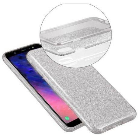 Силиконовая противоударная накладка Diamond для Samsung Note 20 серебро