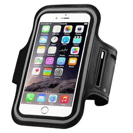 Спортивный универсальный чехол (держатель) для телефона на руку, сумка-чехол смартфона для бега, на липучках со светоотражателем, черный