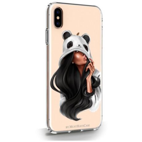 Прозрачный силиконовый чехол MustHaveCase для iPhone XsMax Panda Girl/ Панда для Айфон 10С Макс Противоударный