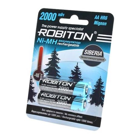 Robiton Аккумулятор Robiton Ni-MH AA 2000mAh SIBERIA низкотемпературные BL2, 2шт (2000MHAA-2)