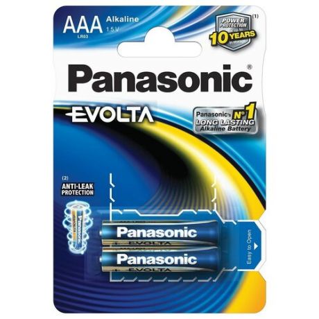 Батарейки Panasonic LR03EGE/2BP AAA щелочные Evolta в блистере 2шт